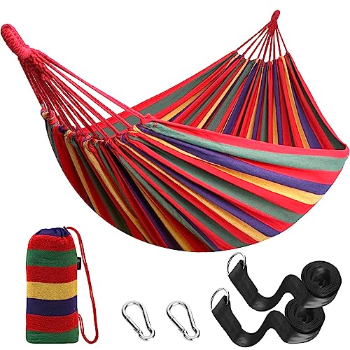 Anyoo Cotton Hammock Comfortable Fabric With Tree Straps